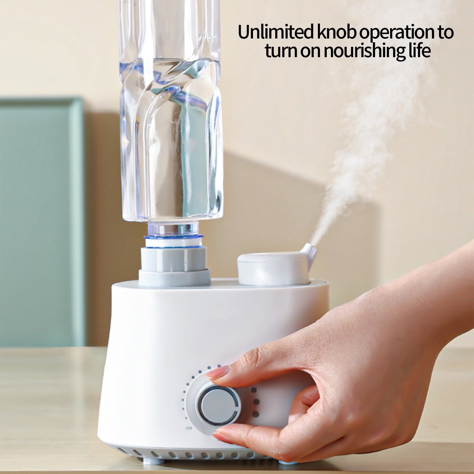 LACKUST Humidifiers for Bedroom,Portable Humidifier Converts Any Bottle, Quiet Travel-Sized, Infinitely Adjustable Spray Volume,White