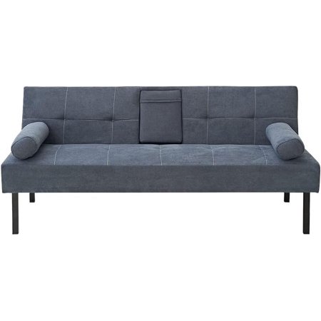 Panana 3 Seater Convertible Futon Sofa Bed Click Clack Couch Recliner Fabric Sofa Living Room (Gray)