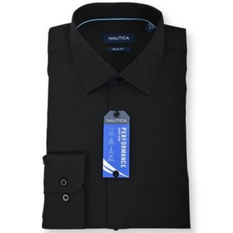 perry ellis slim fit non-iron tech dress shirt Perry Ellis Men's Untucked Total Stretch Slim Fit Shirt in Dark Sapphire/blue, Size XL, 100% Polyester Long Sleeves