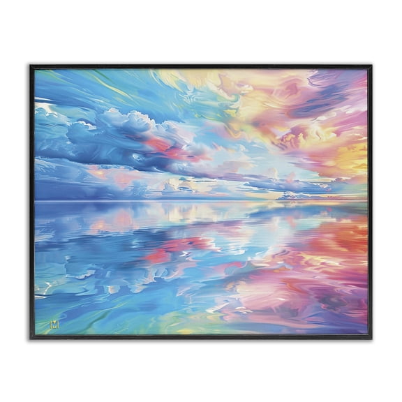 Stupell Industries Prismatic Rainbow Sunset Abstract Painting Black Framed Art Print Wall Art, 14 x 11