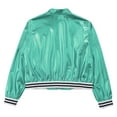 thumbnail image 3 of Manyakai Kids Girls Shiny Metallic Jackets Boys Long Sleeve Motorcycle Coats Outerwear Hip Hop Jazz Blue Green 8, 3 of 9
