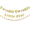 Gold Glittery Twinkle Twinkle Little Star Banner With 1Pcs Sparkling Star Garland,Wedding Birthday Baby Shower Holiday Party Decorations Supplies