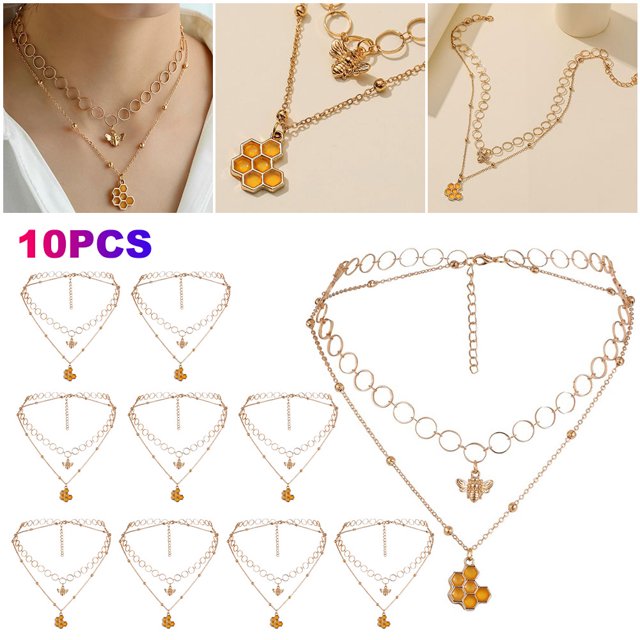 DQrwqpou Hueco Círculo Collares Doble Capa Gargantillas