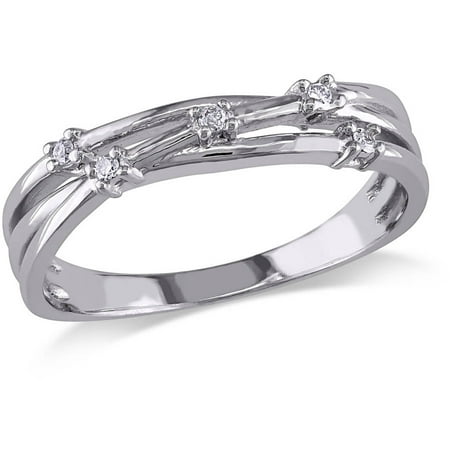 Miabella Diamond-Accent Sterling Silver Crossover Ring