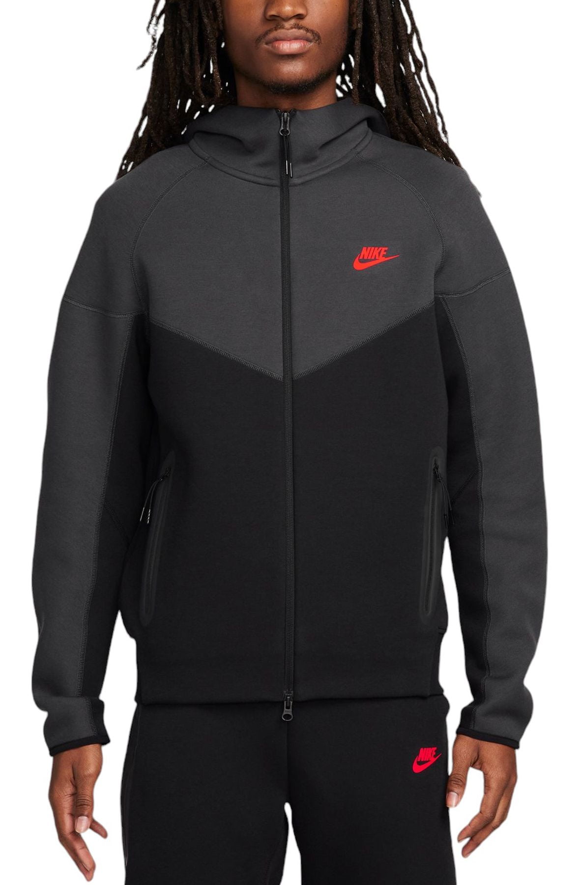 Men's Nike Sportswear Tech Fleece Grey/Blck Full Zip Hoodie