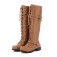 thumbnail image 4 of Tall Boots, Womens Ankle Boots, Premium Fashion Boots with Side Zipper and Lace Up, Low Heel Round Toe Dress Boots for Work Party Wedding, Elegant Fall Winter Footwear, Comfortable Walking Boots, 4 of 7