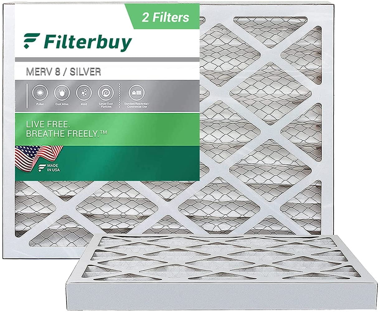 Filterbuy 16x25x4 Air Filter MERV 8 4-Pack, Silver Pleated HVAC AC Furnace Filters 