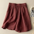 thumbnail image 2 of aidice Cotton Linen Shorts for Women Summer Loose Casual Lightweight Wide Leg Shorts with Pockets, 2 of 3