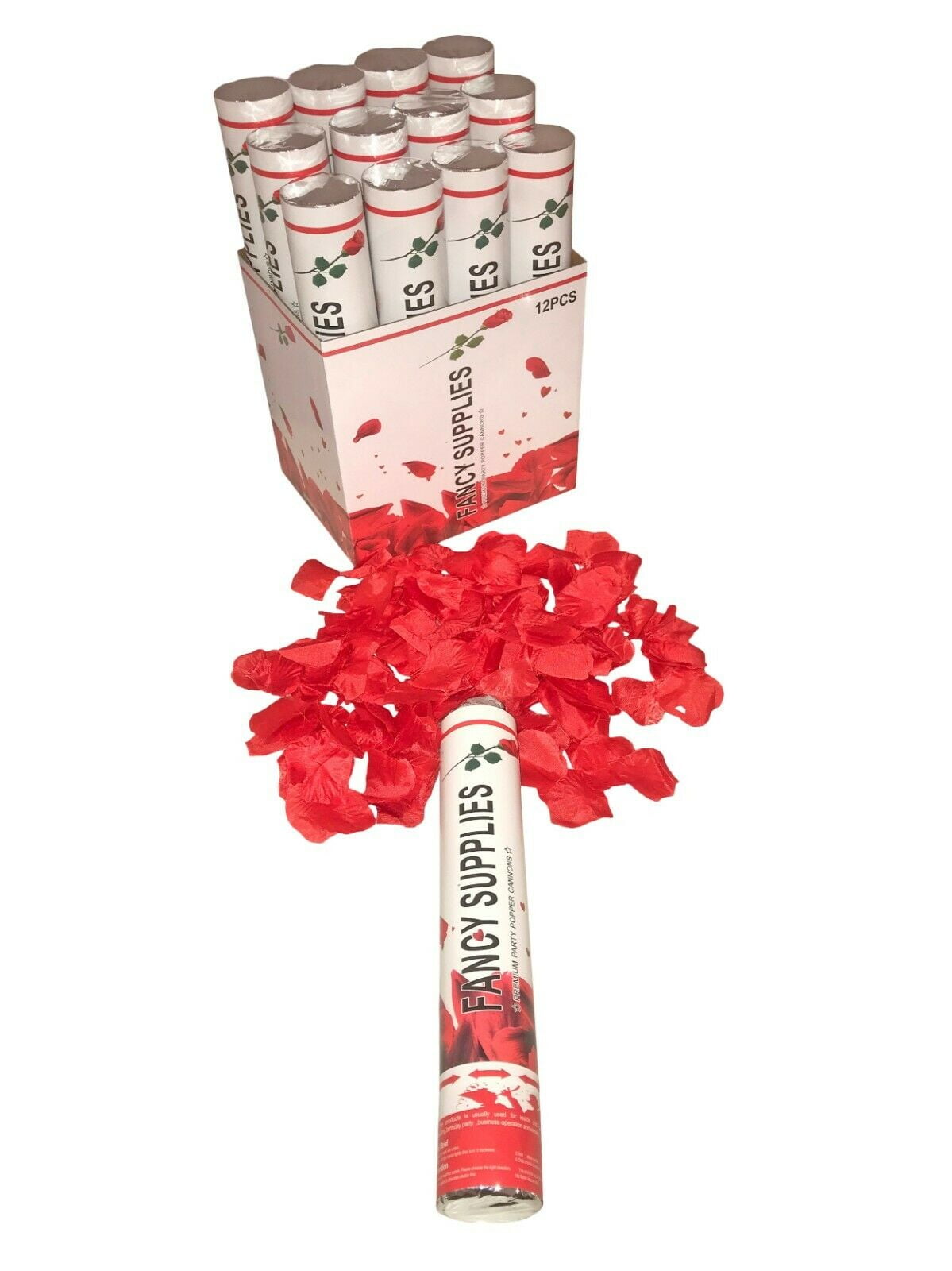 KOS Pack of 12 Large 12inch Red Roses Confetti Cannon wedding
