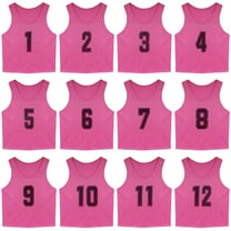 Linkidea Pink Soccer Scrimmage Team Vest for Children 8 - 12 Years Old, Team Pinnies with Number for Sports & Practice, Soccer Training Jerseys Fits Kid, Youth (12-Pack, M)