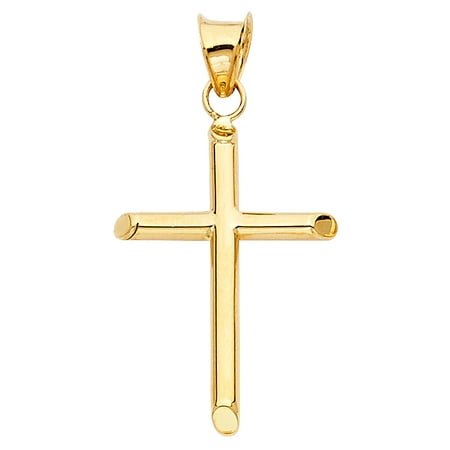 14k White Gold Small/Mini Religious Cross Charm Pendant (22mm x 17mm ...