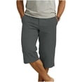 thumbnail image 2 of Men's Summer Capri Pants Summer Hiking Work Cropped Cargo Pant Elastic Waist Lightweight Loose Casual Capris with Pockets, 2 of 6
