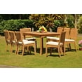 thumbnail image 2 of Teak Dining Set: 8 Seater 9 Pc: 71" Rectangle Table & 8 Stacking Arbor Armless Chairs Outdoor Patio Grade-A Teak Wood WholesaleTeak #WMDSABs, 2 of 5