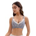 thumbnail image 5 of Unique Bargains Front Closure Full Coverage Wirefree Bras M Light Grey, 5 of 6