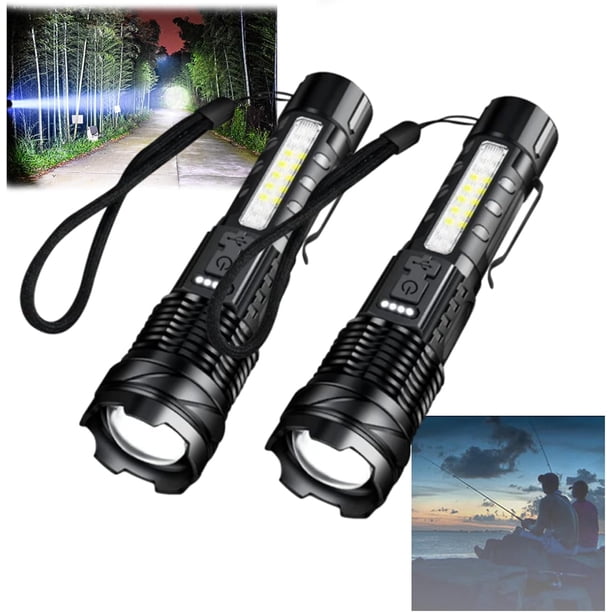 Linterna de observación, linterna económica, linternas LED recargables de lúmenes altos, linterna de 7 modos a prueba de agua, para emergencias en el hogar, camping