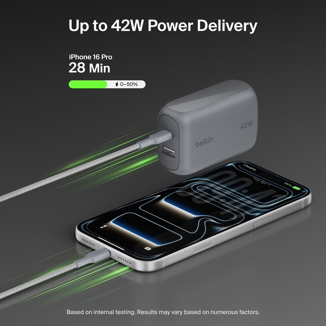Belkin BoostCharge 42W Dual-Port USB Wall Charger, Silver photo 2
