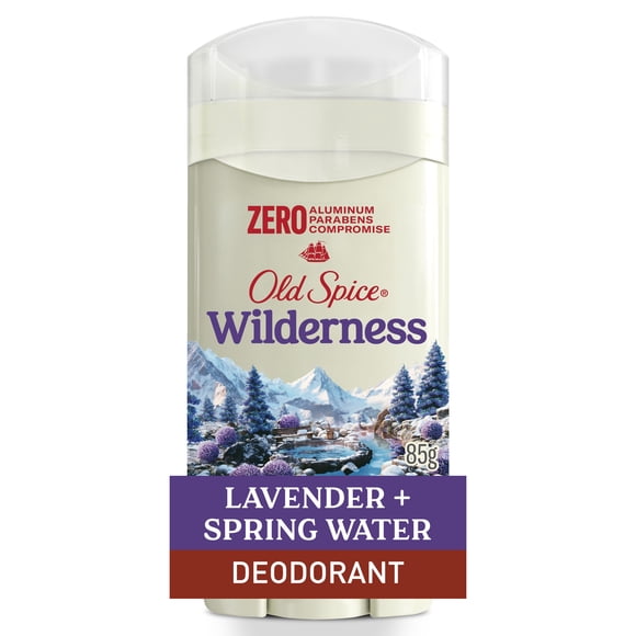 Désodorisant Old Spice pour hommes au parfum Wilderness, fraîcheur longue durée 24 heures sur 24, 7 jours sur 7, sans aluminium