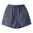 thumbnail image 4 of Endives Summer Linen Wide Leg Shorts For Women Beach Shorts Tie Up High Waisted Pants With Pockets Navy, 4 of 4