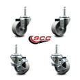 thumbnail image 2 of 3 Inch Semi Steel Wheel Swivel 3/4 Inch Threaded Stem Caster Set 2 Brakes SCC, 2 of 2