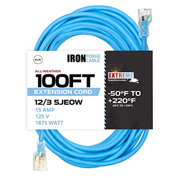 100 Ft All Weather Extension Cord Stays Flexible in Extreme Cold