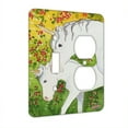 thumbnail image 1 of KuzmarK™ 2 Gang Single Toggle / Single Duplex Wall Plate - Unicorn Mare and Foal with Red Roses Fantasy Horse Art by Denise Every, 1 of 1