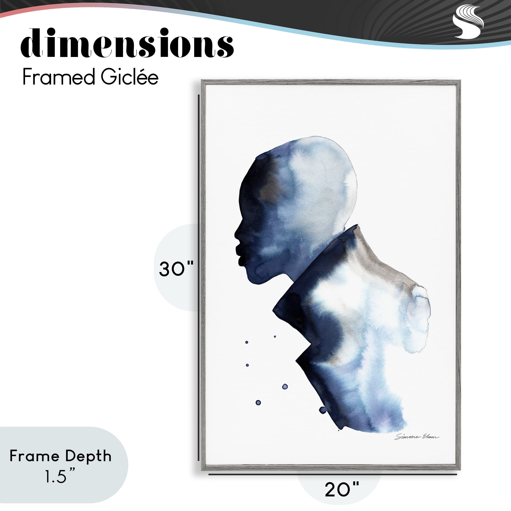 Stupell Industries Feeling Blue Portrait Silhouette Gray Framed Giclee Art, design by Simone Elum