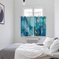 thumbnail image 4 of Modern Turquoise Kitchen Curtains 72 Inch Length, Abstract Teal Gold Marble Textured Grommet Top Bedroom Living Room Curtains, Light Filtering Cafe Curtain Drapes 2 Panels Set 104''x72'', 4 of 9