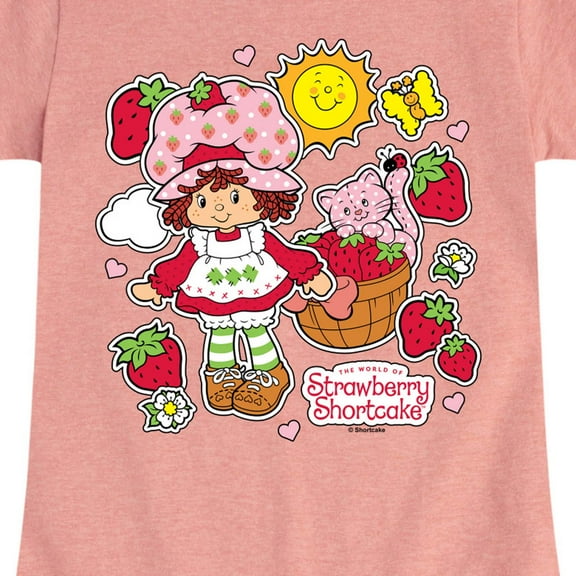 Strawberry Shortcake - Vintage Stickers Style - Toddler And Youth Girls Fitted Short Sleeve Graphic T-Shirt
