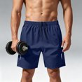 thumbnail image 2 of Mens Quick Dry Athletic Shorts Casual Fashion Solid Color Elastic Waist Shorts with Pockets for Sports, Beach, and Daily Wear Navy M, 2 of 7