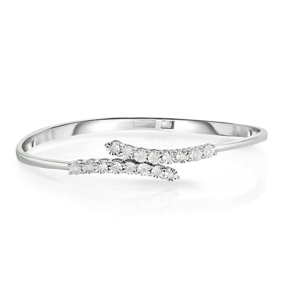 Natalia Drake 1/4 Cttw Diamond Open Cuff Hinged Bracelet for Women in 925 Sterling Silver