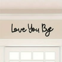 Bye Love You Wooden Script Sign Hallway Home Door - Love You, Bye Sign Above Door, Wood Entryway Decor Door Topper, Family Wall Art Modern for Valentine's Decoration with Glue Point