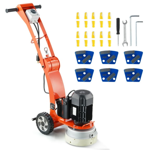 SKYSHALO Electric Floor Grinder, 10" Model, 1.7HP for Polishing Concrete Floors, 1300W, 1720RPM with Brushless Motor, Ideal for Granite/Marble/Stones