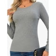 thumbnail image 2 of Women's Shirt Round Neck Fitted Top Casual Bottom Shirt Slim Basic T Shirt, 2 of 4
