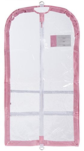 Clear Plastic Garment Bag with Pockets for Dance Competitions Danshuz - Pink