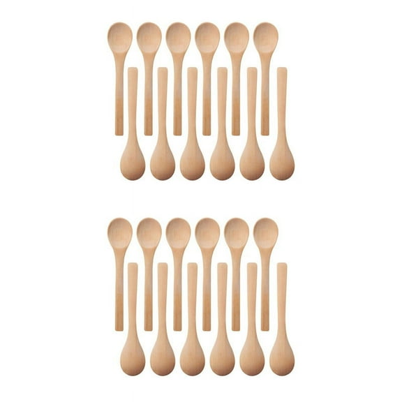 60 Pieces Mini Wooden Spoon Small Soup Spoons Serving Spoons Condiments Spoons Wooden Honey Teaspoon Wood Color