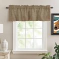thumbnail image 2 of Vintage Brown Rod Pocket Curtain Valance, Farmhouse Retro Dark Solid Color Linen Texture Farmhouse Window Valance for Living Room, Bedroom, Kitchen 60"W x 18"L, 2 of 9