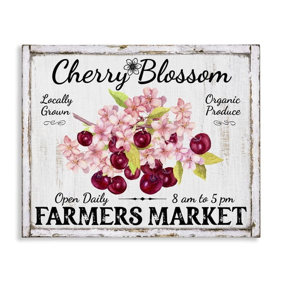 Stupell Industries Cherry Blossom Farmer's Market Food & Beverage Painting Wrapped Canvas Art Print Wall Art, 20 x 16