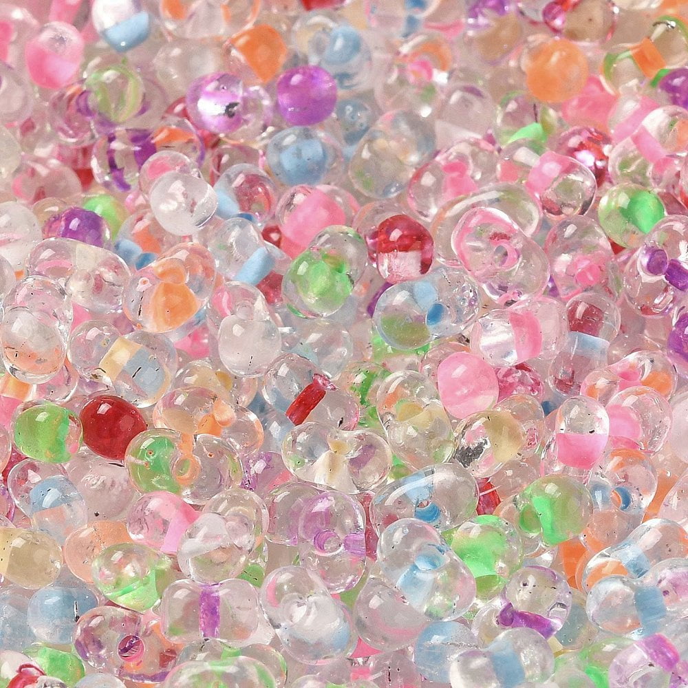 Glass Seed Beads Peanut Mixed Color 5.5~6x3~3.5x3mm Hole: 1~1.2mm about 4000pcs/pound