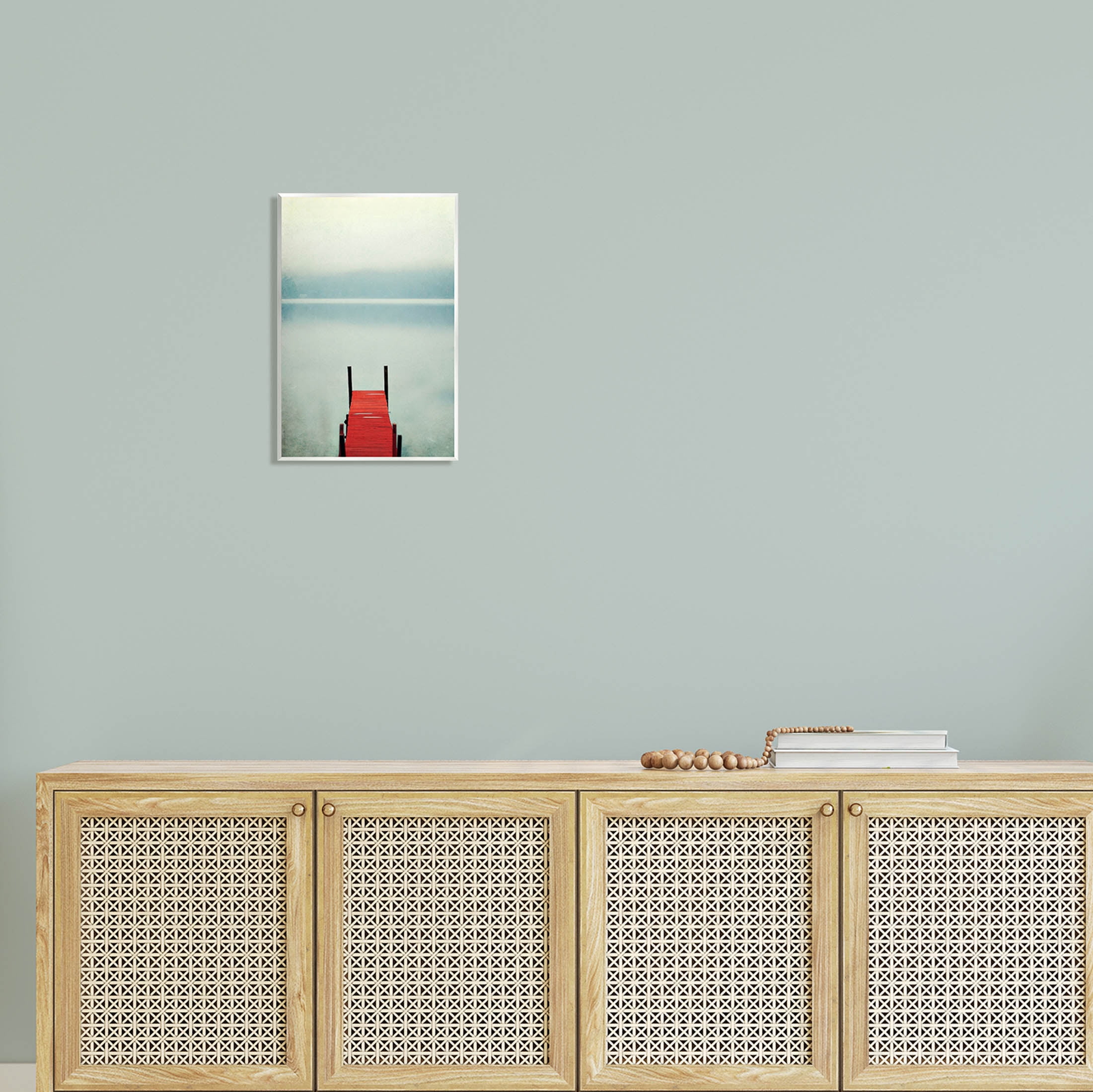 Stupell Industries Misty Red Dock Scene Photograph Unframed Art Print Wall Art, Design by Carrie Ann Grippo-Pike
