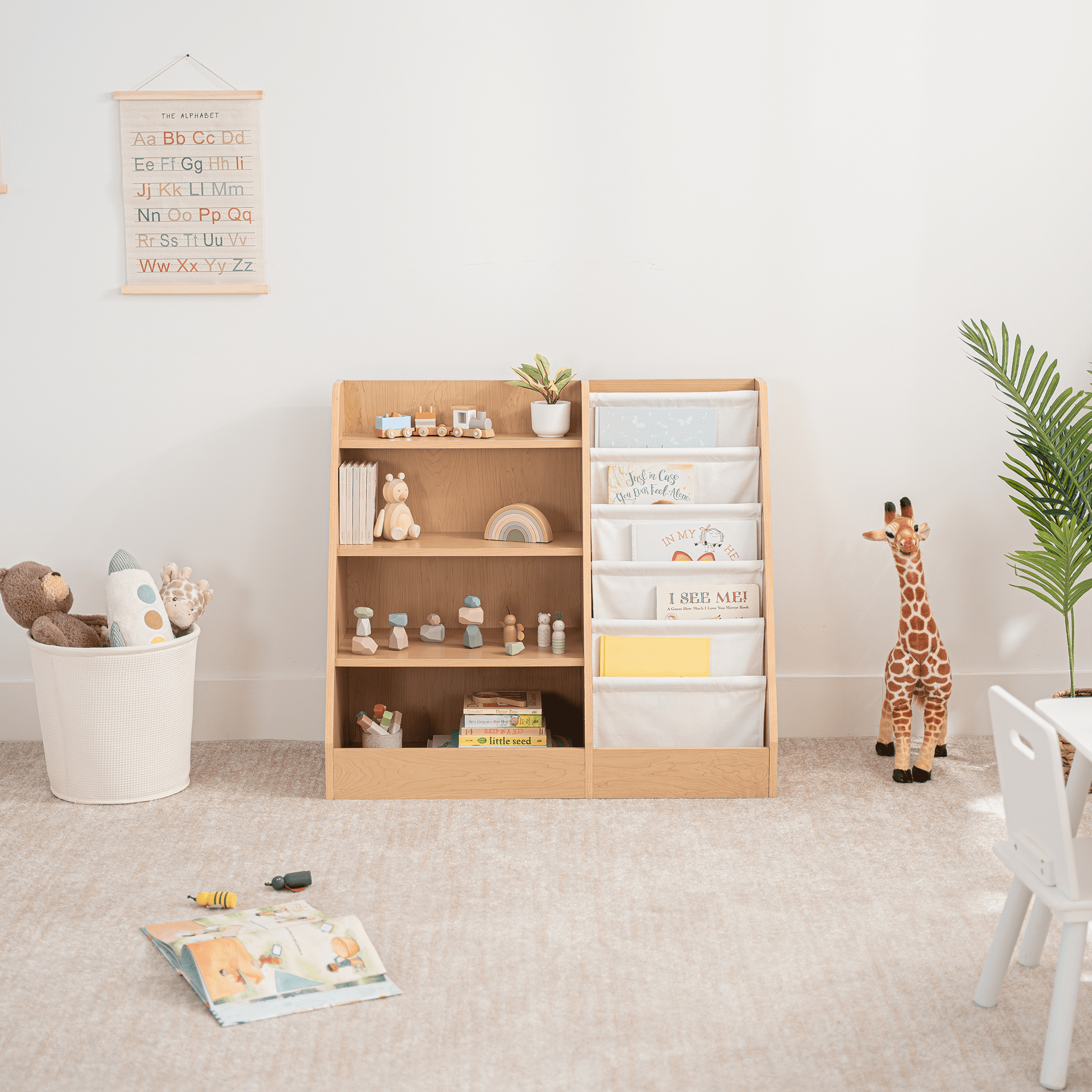 Comfy Cubs Kids Bookshelf 35.2 x 15.7 x 31.5 in - Montessori Book Shelf Storage Organizer - Wood