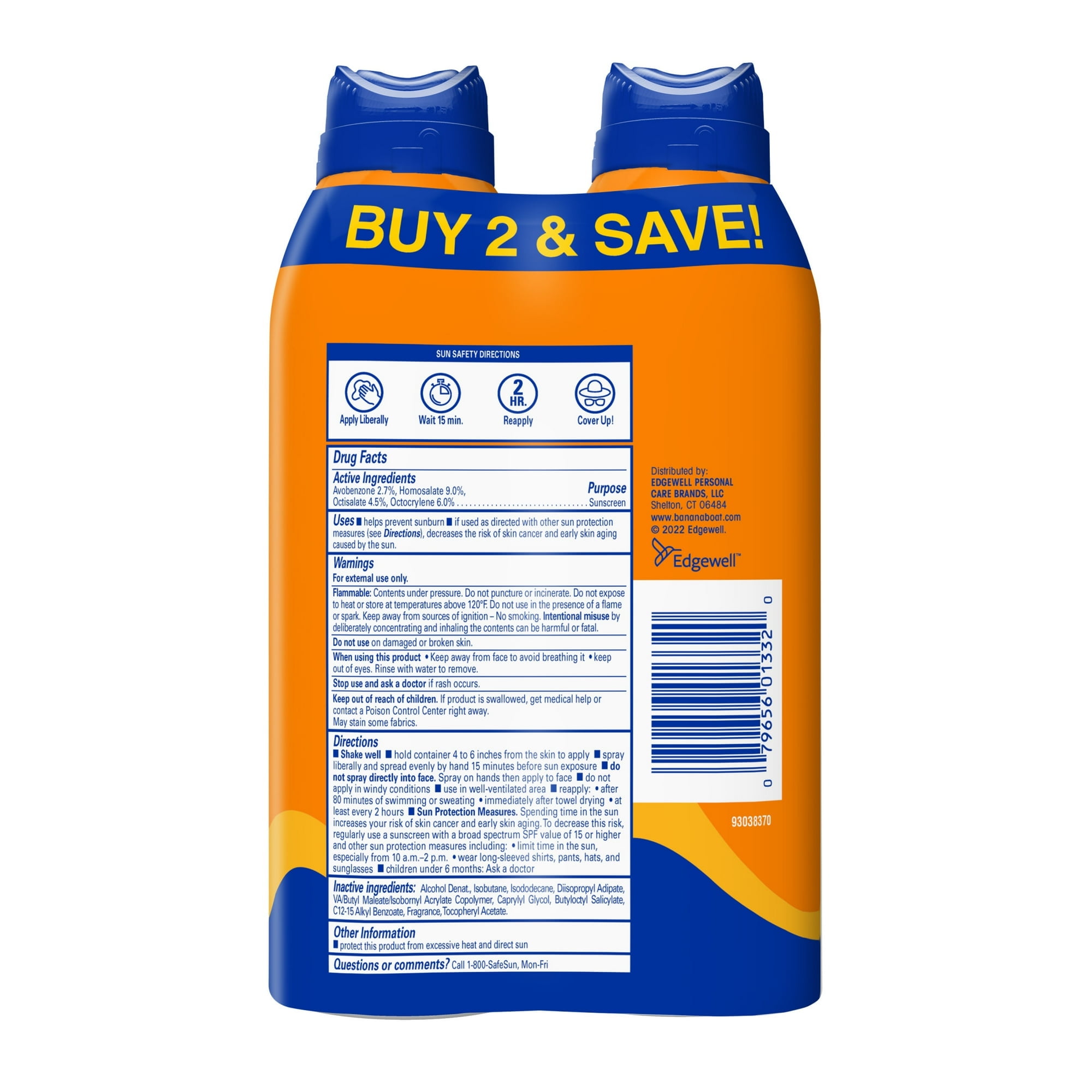 Banana Boat Sport Ultra SPF 50 Sunscreen Spray | Banana Boat Sunscreen Spray SPF 50, Spray On Sunscreen, Water Resistant Sunscreen, Oxybenzone Free Sunscreen Pack SPF 50, 6oz each Twin Pack