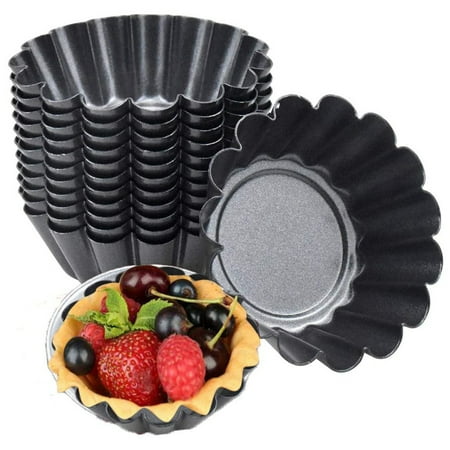 

14 Pack Egg Tart Mold Baking Cups Non-Stick Flower Muffin Case Resuable Cupcake Tart Mould Carbon Steel Tartlet Tins