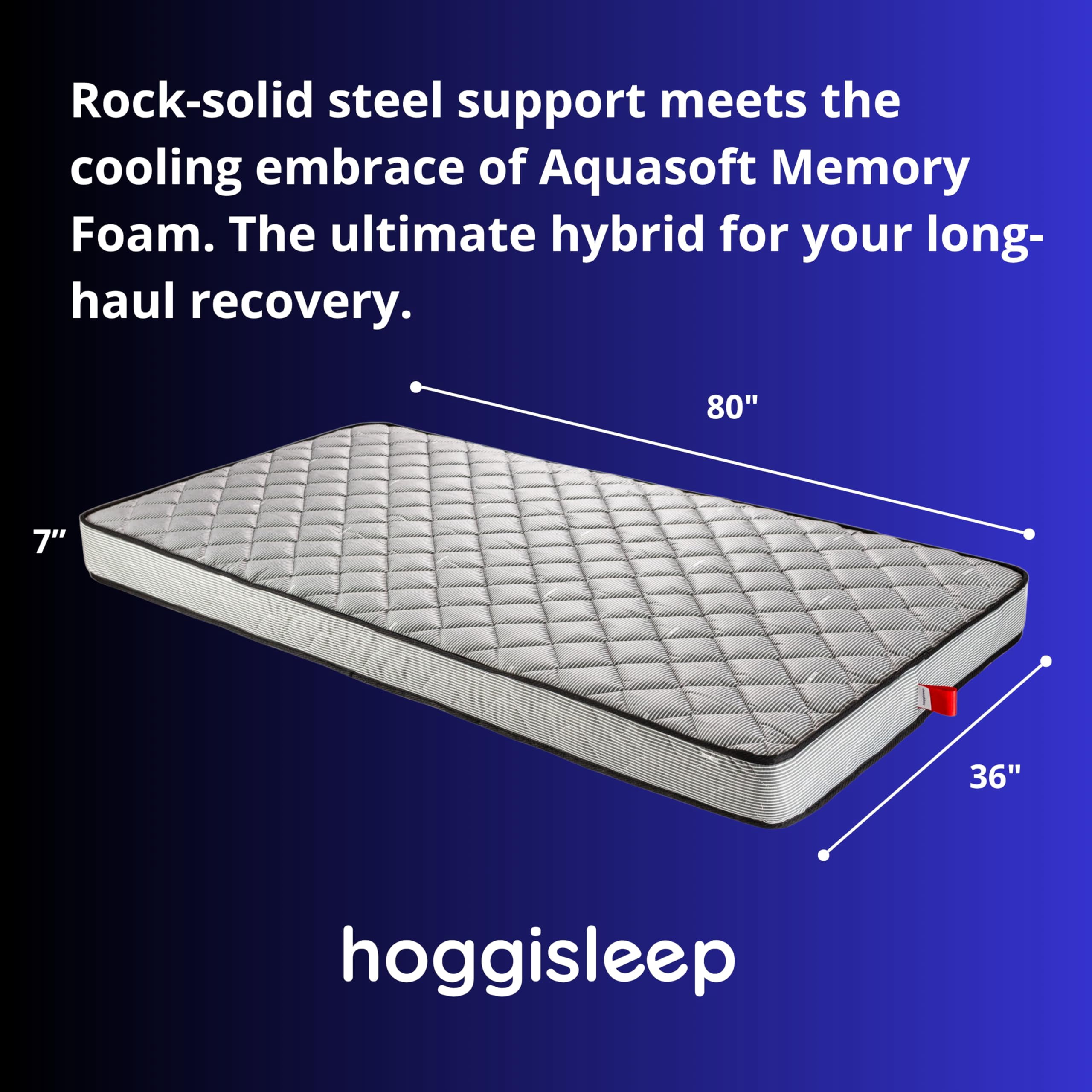 7 Inch Semi Truck Mattress - 36x80, Memory Foam & Innerspring Hybrid Mattress, Narrow Twin size, Medium Firm Feel, DOT Compliant Non Woven, Easy Bed in a Box Mattress - hoggisleep - Made in USA