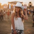 thumbnail image 5 of Slccxzc Vintage Western Cowboy Hat with Rhinestone Tassel, Wide Brim Country Concert Headwear, 5 of 7