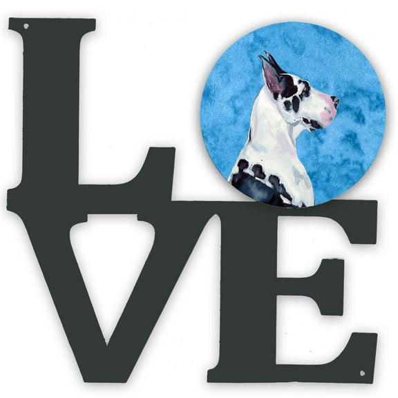 Carolines Treasures LH9371BUWALV Blue Great Dane Metal Wall Artwork LOVE 12X12 multicolor