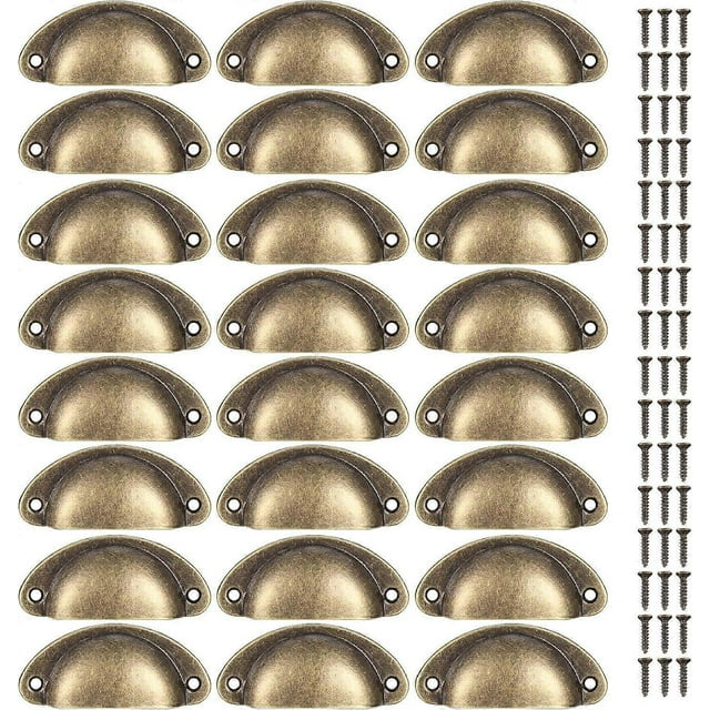 24 PCS Vintage Shell Handles, Semi-circular Drawer Knobs and Pulls, Furniture Handles,for Door,Kitchen,Cabinet,Drawer,with Screws