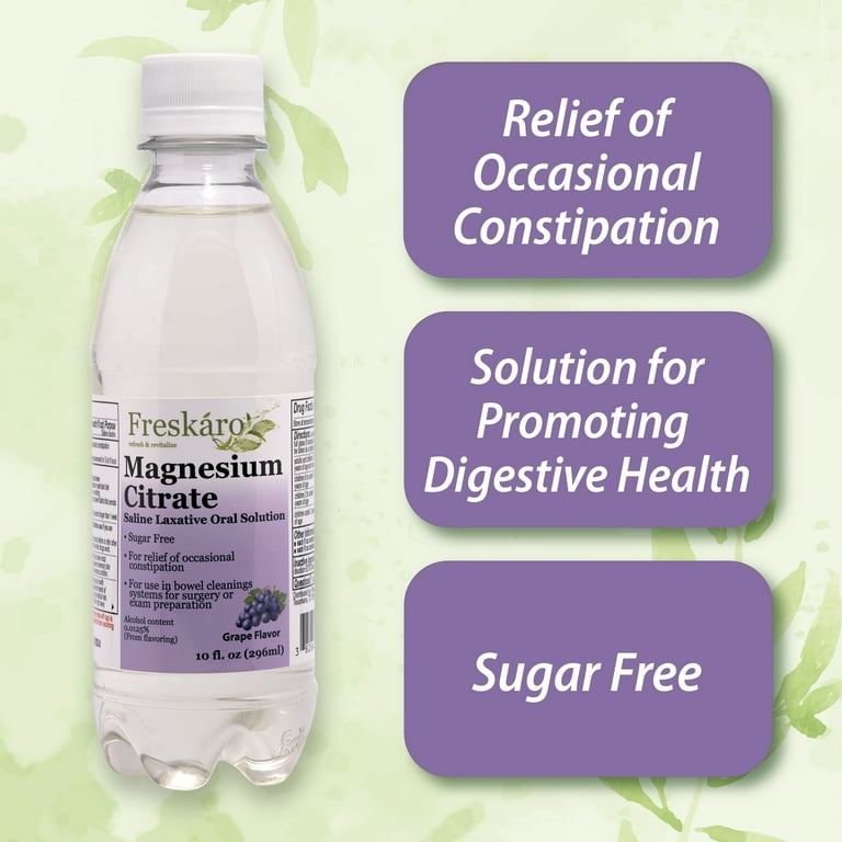 FresKaro Magnesium Citrate Saline Laxative Oral Solution 10 oz Grape Flavor  for Digestive Support - Walmart.com