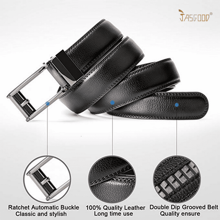 JASGOOD Click Belts for Men Leather Ratchet Dress Belt,Black