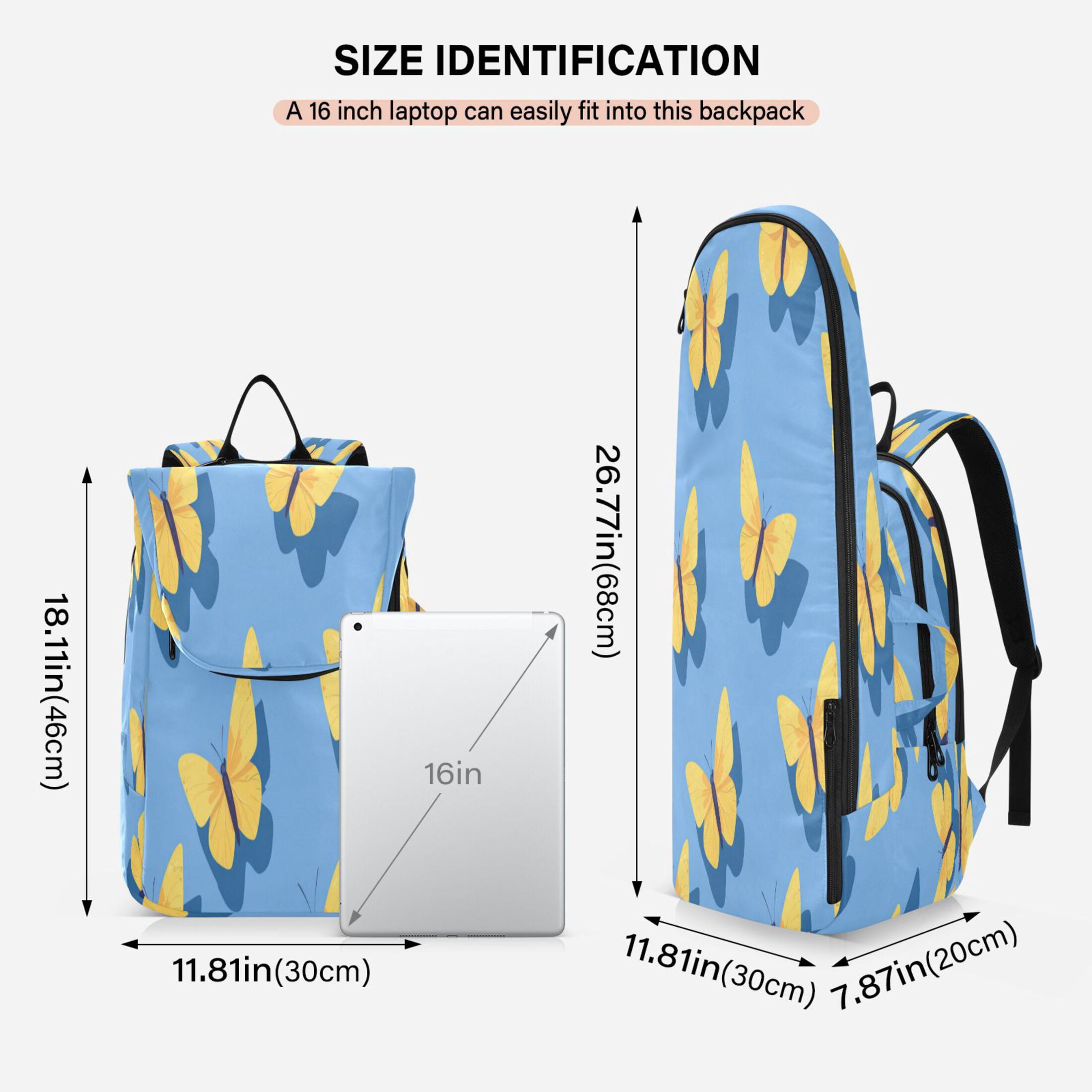 2 Racquet Holder Tennis Backpack Tennis Racket Covers Gym Bags Yellow Butterflies