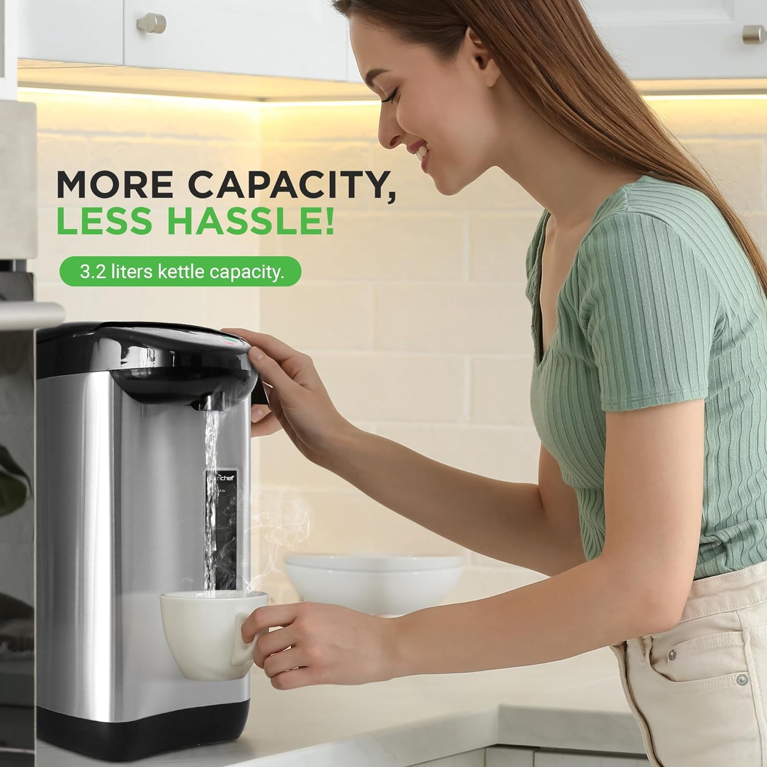 Water Boiler and Warmer, 5.8L Stainless Steel Electric Hot Water Pot with 3 Modes, Electric Hot Pot Kettle Hot Water Dispenser, Electric Thermos for Coffee & Tea, Black